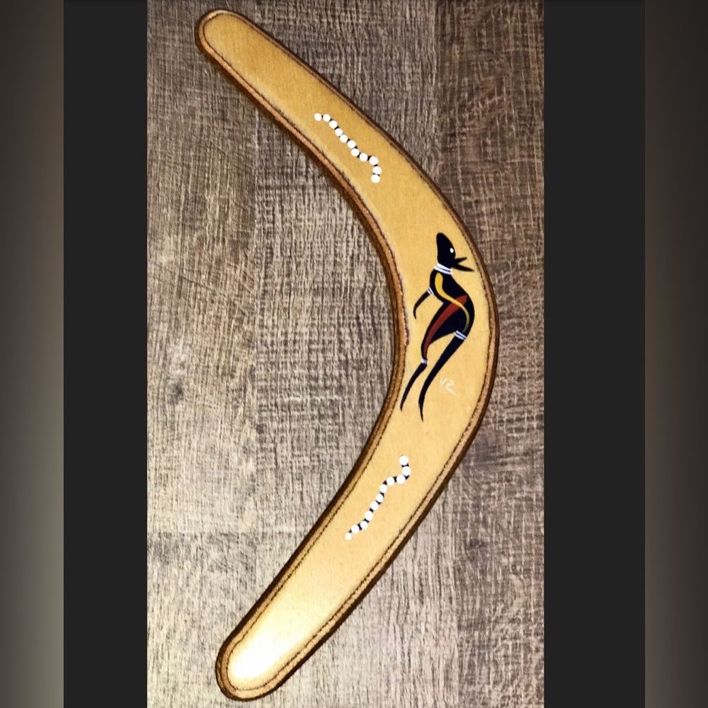 Wooden Australian Tribal Boomerang